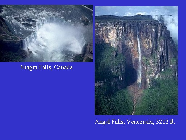 Niagra Falls, Canada Angel Falls, Venezuela, 3212 ft. 