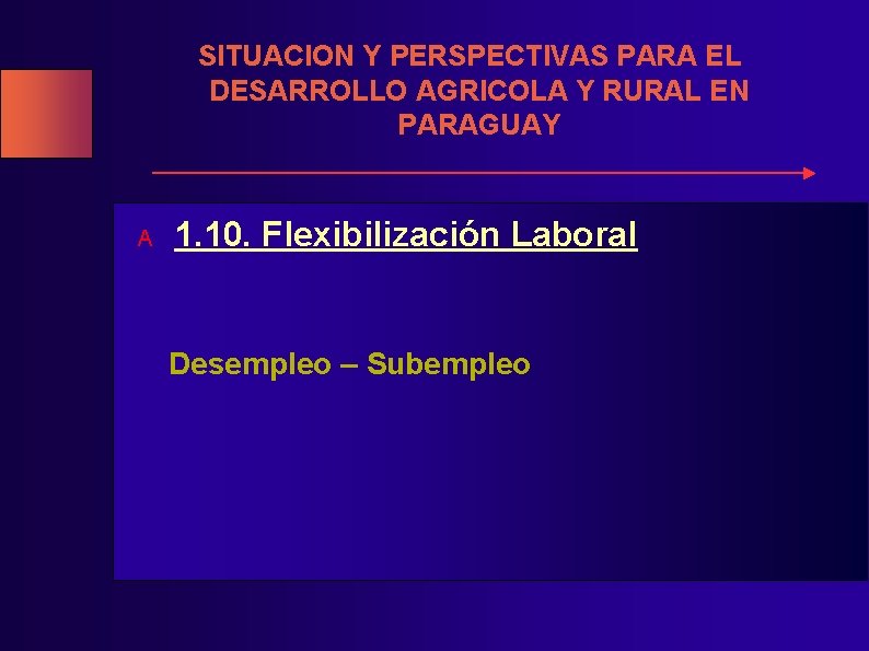 SITUACION Y PERSPECTIVAS PARA EL DESARROLLO AGRICOLA Y RURAL EN PARAGUAY A 1. 10.