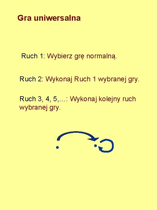 Gra uniwersalna Ruch 1: Wybierz grę normalną. Ruch 2: Wykonaj Ruch 1 wybranej gry.