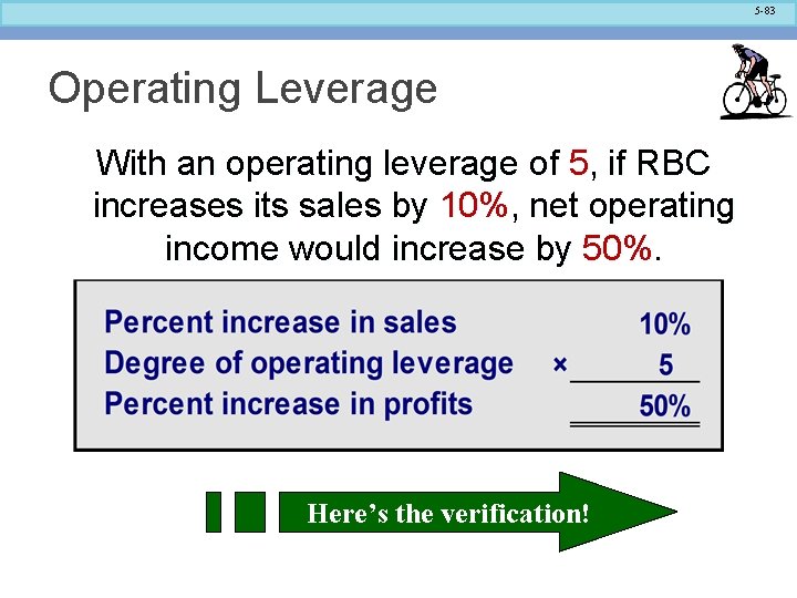 5 -83 Operating Leverage With an operating leverage of 5, if RBC increases its