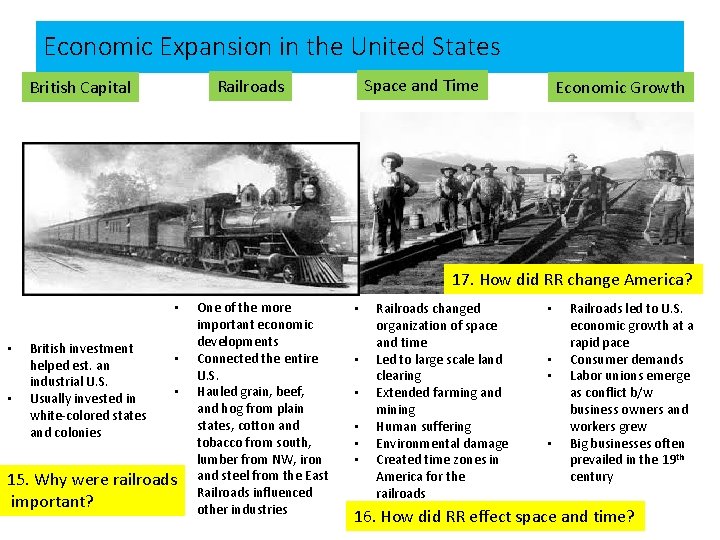 Economic Expansion in the United States Space and Time Railroads British Capital Economic Growth