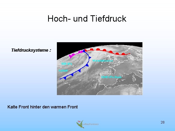 Hoch- und Tiefdrucksysteme : Kalte Front hinter den warmen Front 28 