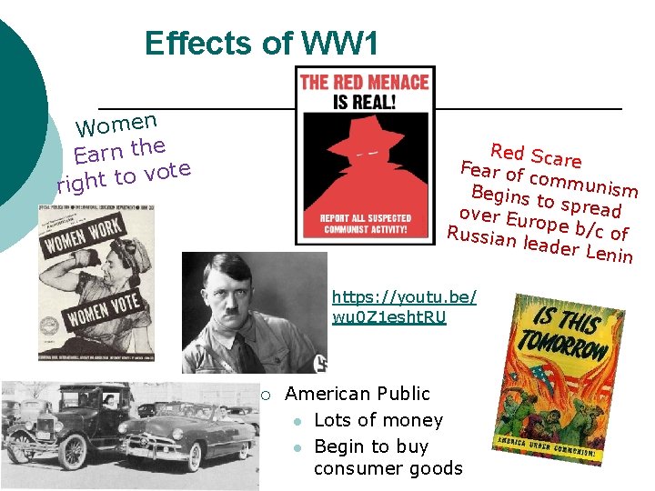 Effects of WW 1 Women e Earn th te o v o t t Effects of WW 1 Women e Earn th te o v o t t