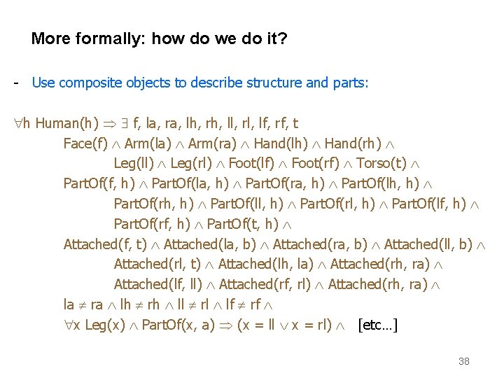 More formally: how do we do it? - Use composite objects to describe structure