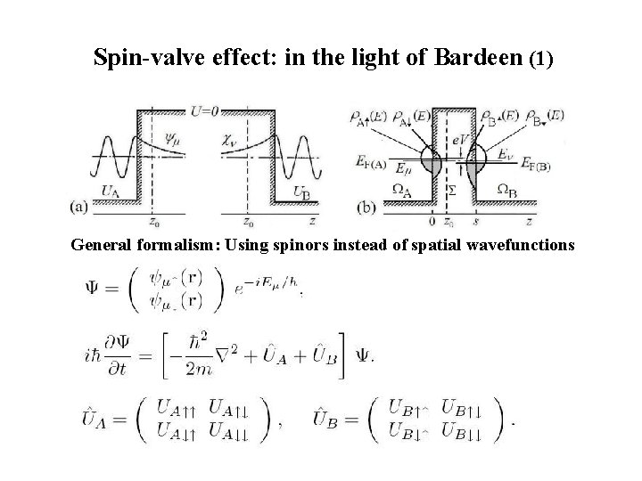 Spin-valve effect: in the light of Bardeen (1) General formalism: Using spinors instead of