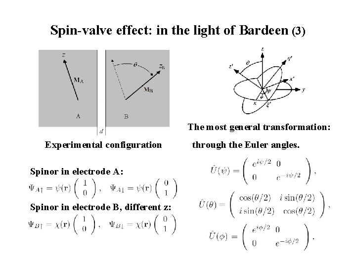 Spin-valve effect: in the light of Bardeen (3) The most general transformation: Experimental configuration