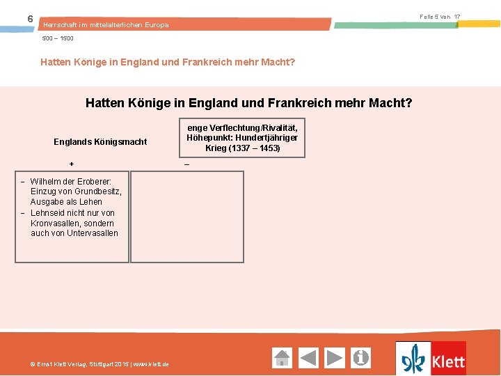 6 Folie 5 von 17 Herrschaft im mittelalterlichen Europa 500 – 1500 Hatten Könige in England