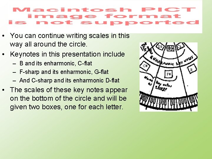  • You can continue writing scales in this way all around the circle.