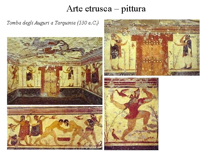 Arte etrusca – pittura Tomba degli Auguri a Tarquinia (530 a. C. ) 