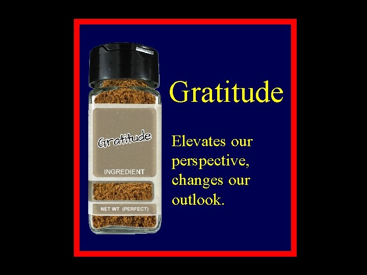 Gratitude Elevates our perspective, changes our outlook. 