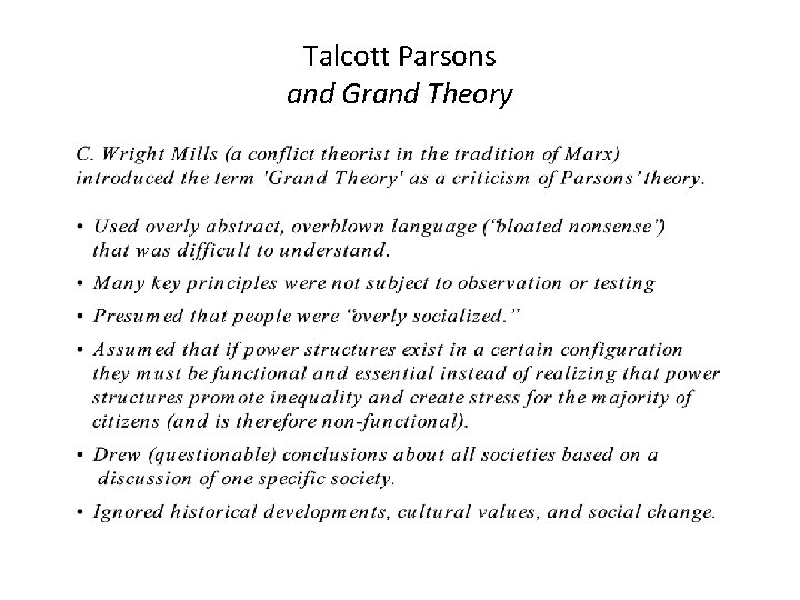 Talcott Parsons and Grand Theory 