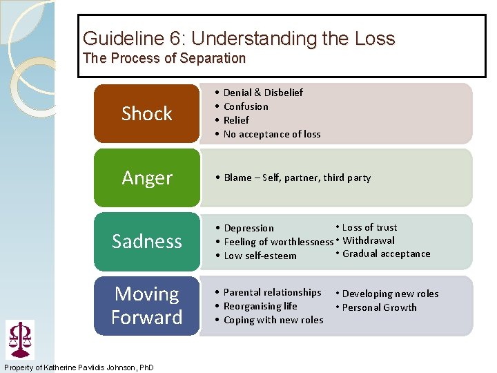 Guideline 6: Understanding the Loss The Process of Separation Shock • • Anger •