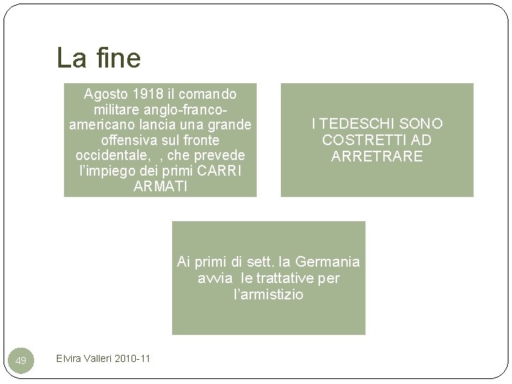 La fine Agosto 1918 il comando militare anglo-francoamericano lancia una grande offensiva sul fronte