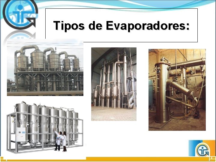 Tipos de Evaporadores: 
