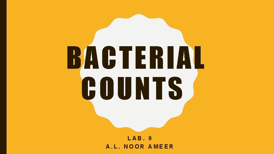 BACTERIAL COUNTS LAB. 9 A. L. NOOR AMEER 