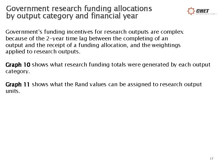 Government research funding allocations by output category and financial year Government’s funding incentives for
