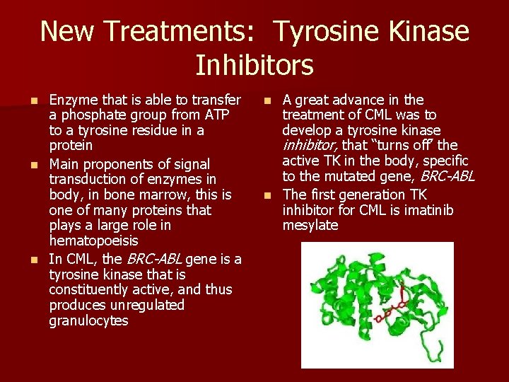 New Treatments: Tyrosine Kinase Inhibitors Enzyme that is able to transfer a phosphate group