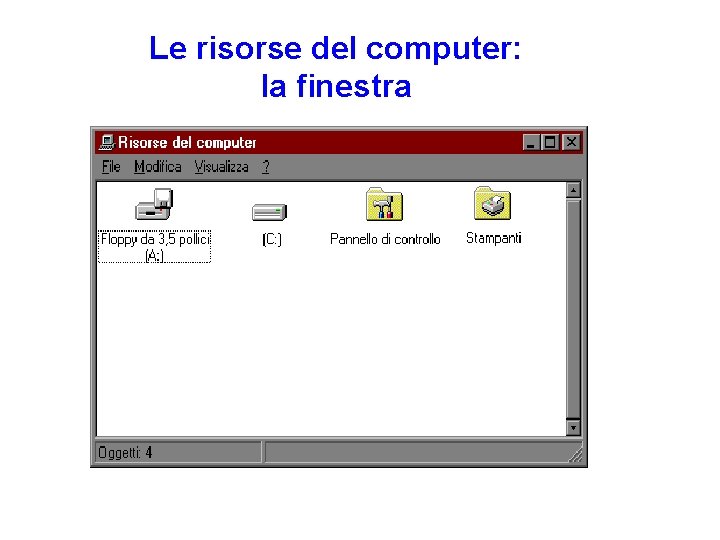Le risorse del computer: la finestra Le risorse del computer: la finestra