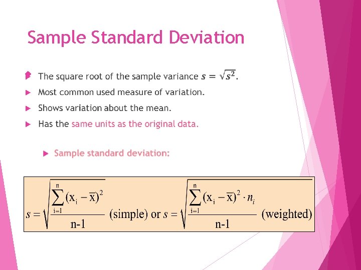 Sample Standard Deviation 