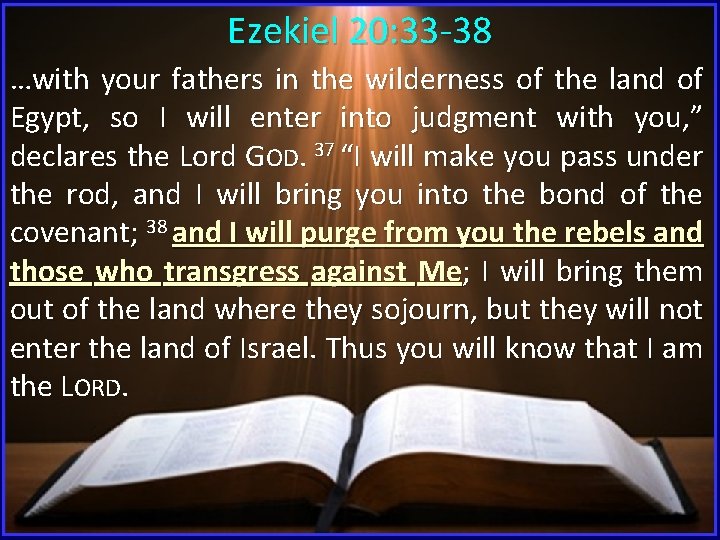 Ezekiel 20: 33 -38 …with your fathers in the wilderness of the land of