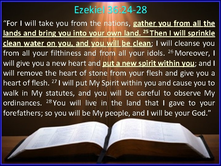 Ezekiel 36: 24 -28 “For I will take you from the nations, gather you