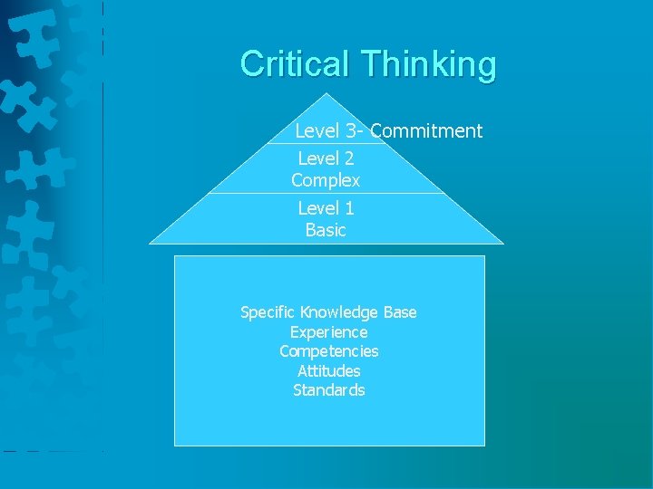 Critical Thinking Level 3 - Commitment Level 2 Complex Level 1 Basic Specific Knowledge
