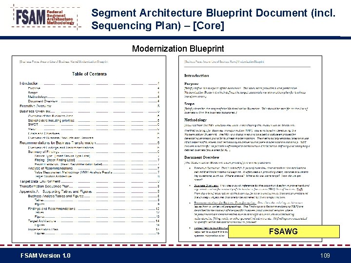 Segment Architecture Blueprint Document (incl. Sequencing Plan) – [Core] Modernization Blueprint FSAWG FSAM Version