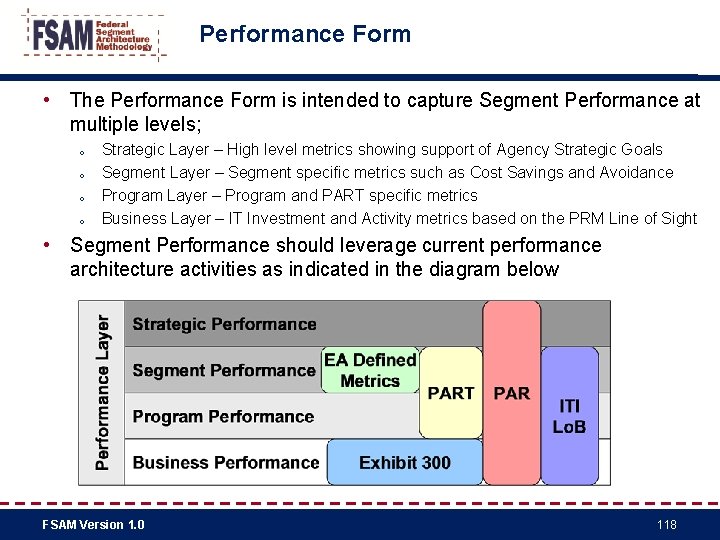 Performance Form • The Performance Form is intended to capture Segment Performance at multiple