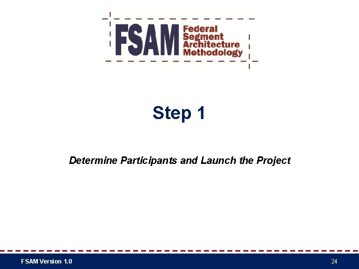 Step 1 Determine Participants and Launch the Project FSAM Version 1. 0 24 