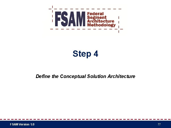Step 4 Define the Conceptual Solution Architecture FSAM Version 1. 0 77 