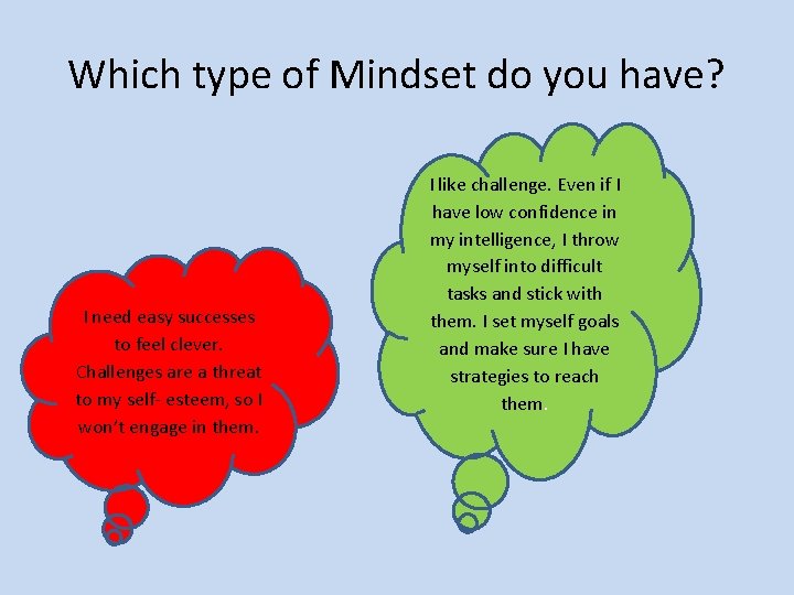 Which type of Mindset do you have? I need easy successes to feel clever.