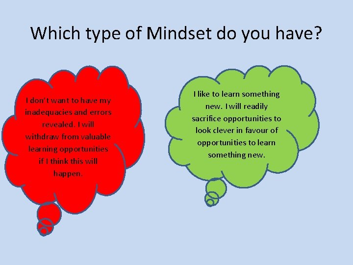 Which type of Mindset do you have? I don’t want to have my inadequacies