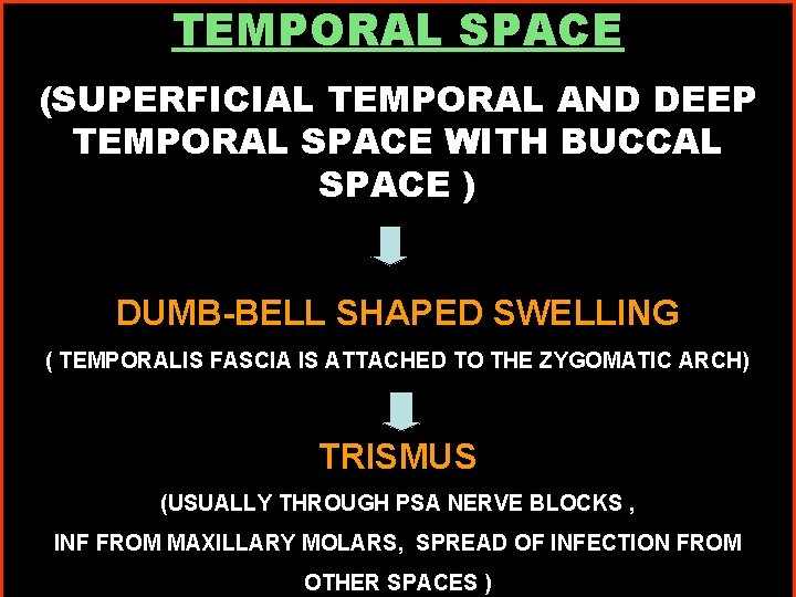 TEMPORAL SPACE (SUPERFICIAL TEMPORAL AND DEEP TEMPORAL SPACE WITH BUCCAL SPACE ) ( DUMB-BELL