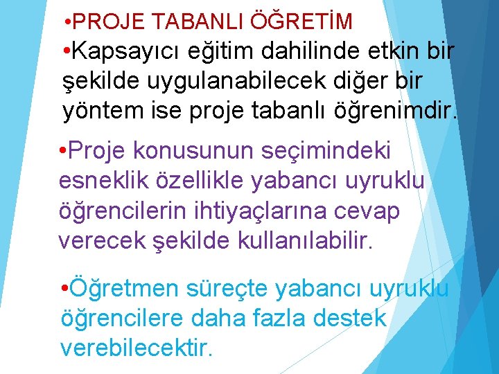  • PROJE TABANLI ÖĞRETİM • Kapsayıcı eğitim dahilinde etkin bir şekilde uygulanabilecek diğer