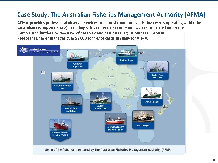 Case Study: The Australian Fisheries Management Authority (AFMA) AFMA provides professional observer services to