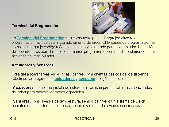 Terminal del Programador La Terminal del Programador está compuesta por un lenguaje/software de programación