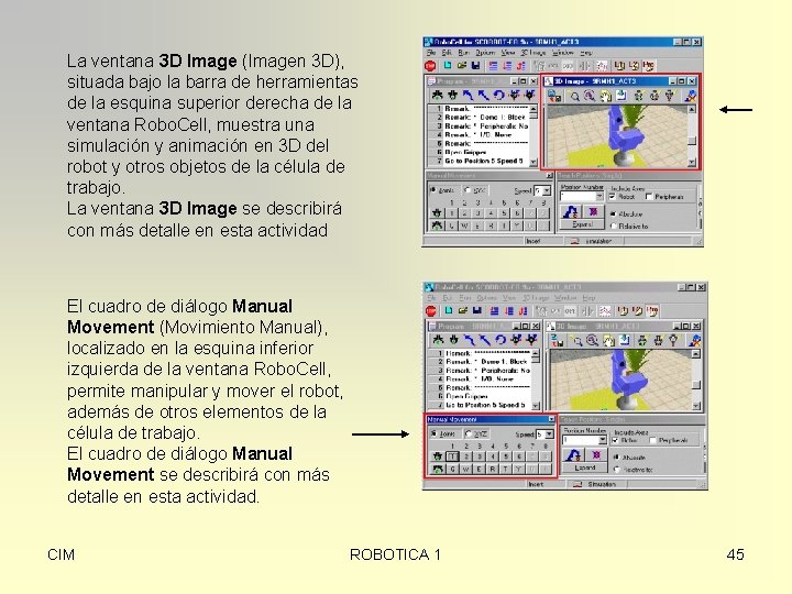 La ventana 3 D Image (Imagen 3 D), situada bajo la barra de herramientas