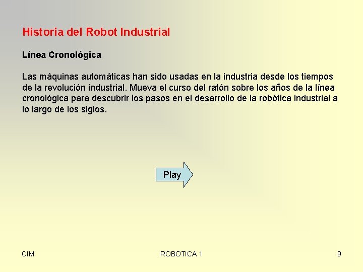 Historia del Robot Industrial Línea Cronológica Las máquinas automáticas han sido usadas en la