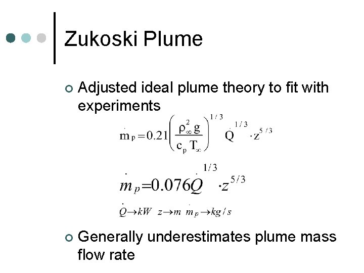Zukoski Plume ¢ Adjusted ideal plume theory to fit with experiments ¢ Generally underestimates