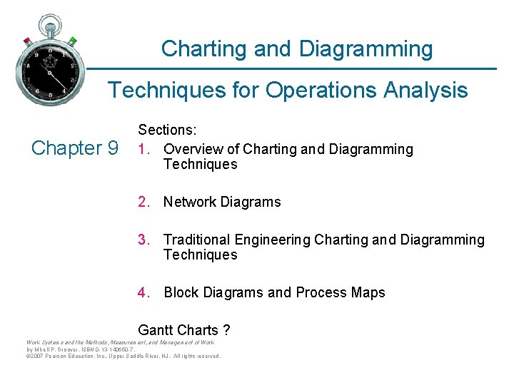 Charting and Diagramming Techniques for Operations Analysis Chapter 9 Sections: 1. Overview of Charting