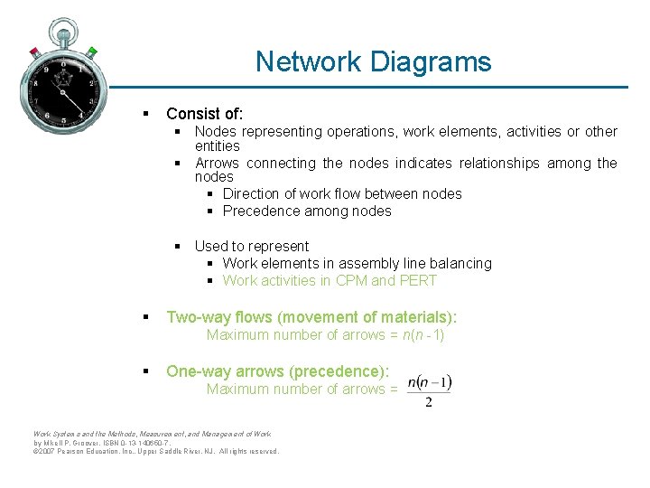 Network Diagrams § Consist of: § Nodes representing operations, work elements, activities or other