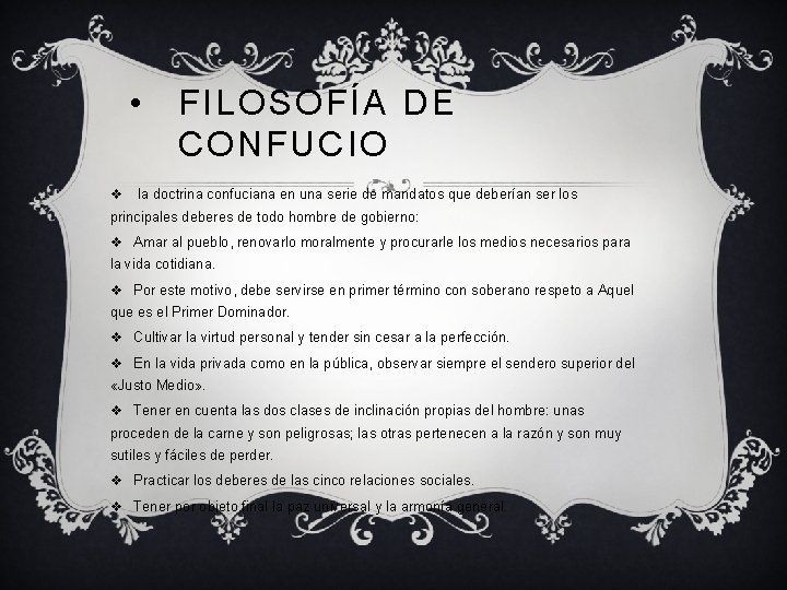  • FILOSOFÍA DE CONFUCIO v la doctrina confuciana en una serie de mandatos