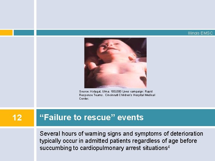 Illinois EMSC Source: Kotagal, Ulma. 100, 000 Lives campaign: Rapid Response Teams. Cincinnati Children’s