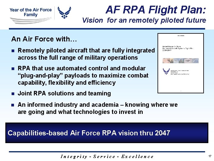 AF RPA Flight Plan: Vision for an remotely piloted future An Air Force with…