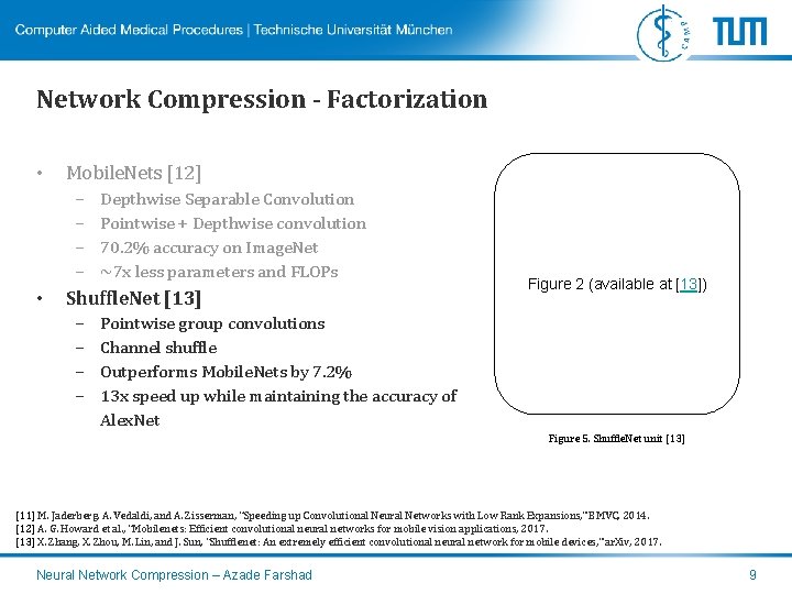 Network Compression - Factorization • Mobile. Nets [12] – – • Depthwise Separable Convolution