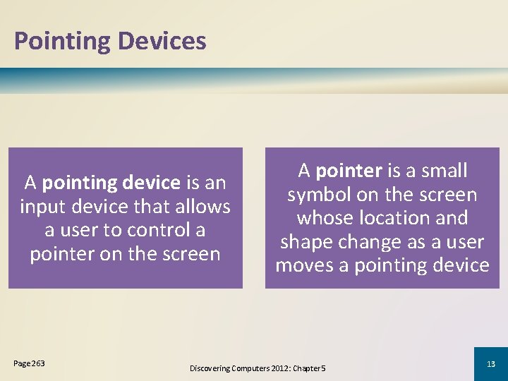 Pointing Devices A pointing device is an input device that allows a user to