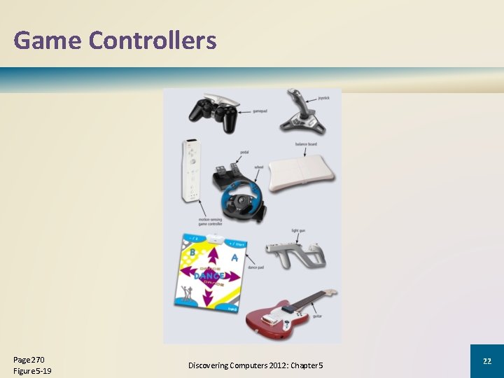 Game Controllers Page 270 Figure 5 -19 Discovering Computers 2012: Chapter 5 22 