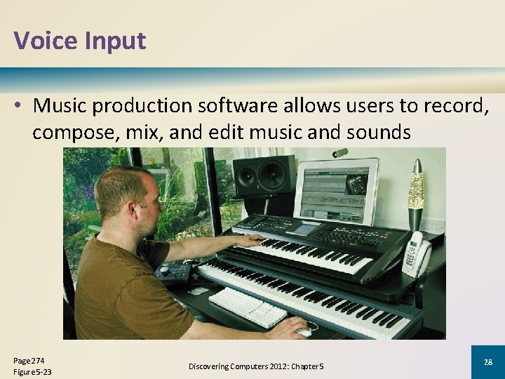 Voice Input • Music production software allows users to record, compose, mix, and edit