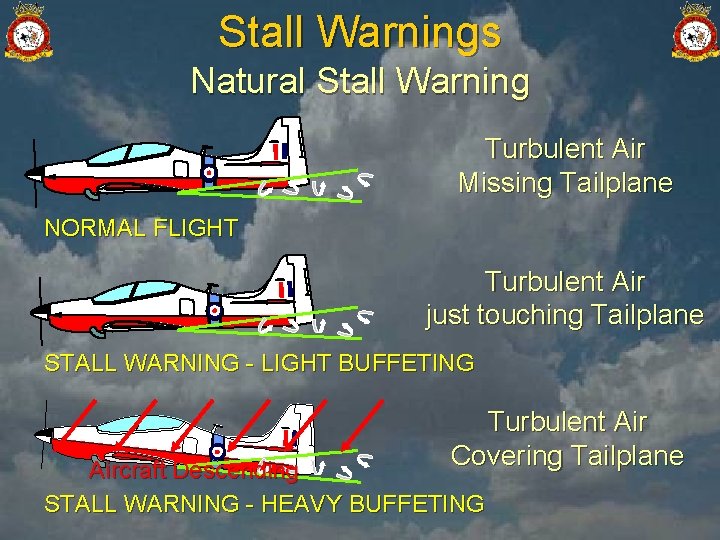 Stall Warnings Natural Stall Warning Turbulent Air Missing Tailplane NORMAL FLIGHT Turbulent Air just