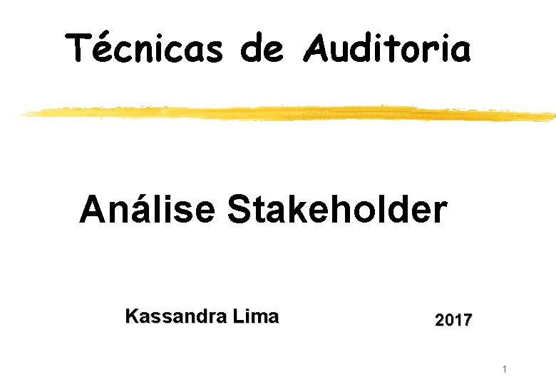 Técnicas de Auditoria Análise Stakeholder Kassandra Lima 2017 1 